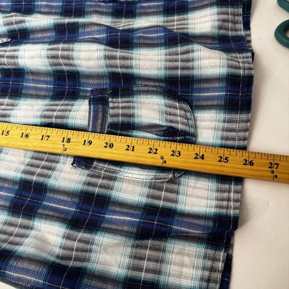 Vintage DCC Missy Casual Women Blue White Plaid Sz Medium 100% Cotton Pockets - Picture 16 of 16